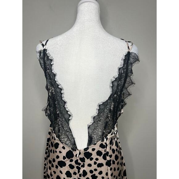 NWT By Anthropologie V-Neck Open-Back Slip Midi Dress Animal Print Sz M Mob Wife - Picture 6 of 13